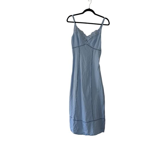 madewell sweetheart midi dress in linen-cotton blend powder blue np116 size 0 - Picture 2 of 8